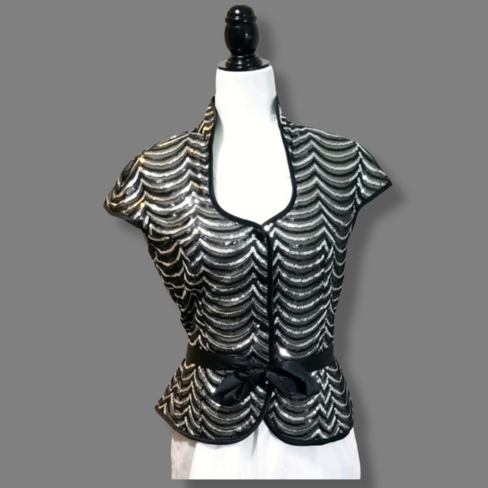 Vintage Cartise Women's Top Size 6 Sequin Short Sleeve Made in Canada